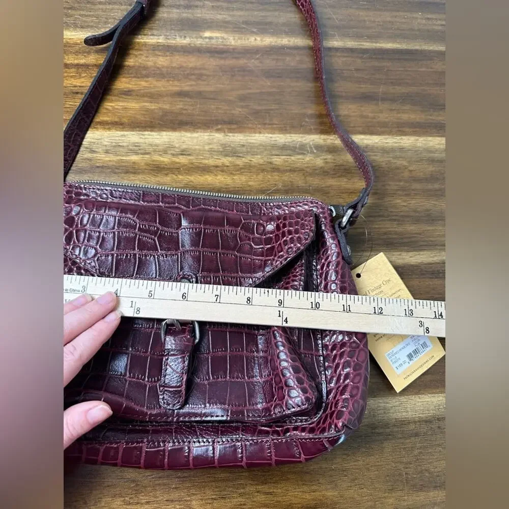 NWT Patricia Nash Plum 10th Anniversary Crossbody Bag Croc Leather Top Zip‎